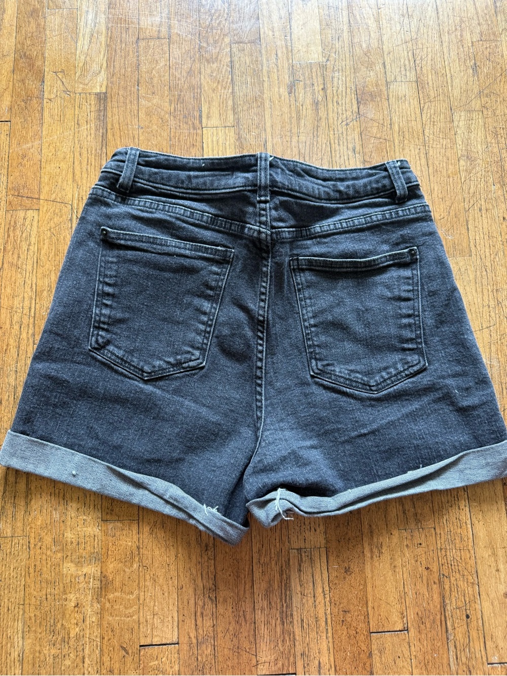 twik Black High-Rise Cuffed Denim Shorts
